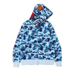 【Flash Sale】BAPE Big ABC Camo Shark Full Zip Hoodie Blue  1I80 115 011