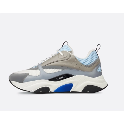 Dior B22 SNEAKER White and Blue Technical Mesh and Gray Calfskin 3SN231YXX_H865 01