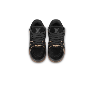 Louis Vuitton Trainer Maxi Black Brown Suede 1ABM30 02