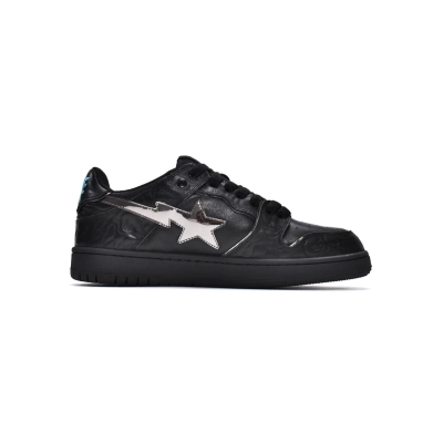 PKGoden A Bathing Ape Bape Sk8 Sta Low Black Silver,1G70-109-0018 01