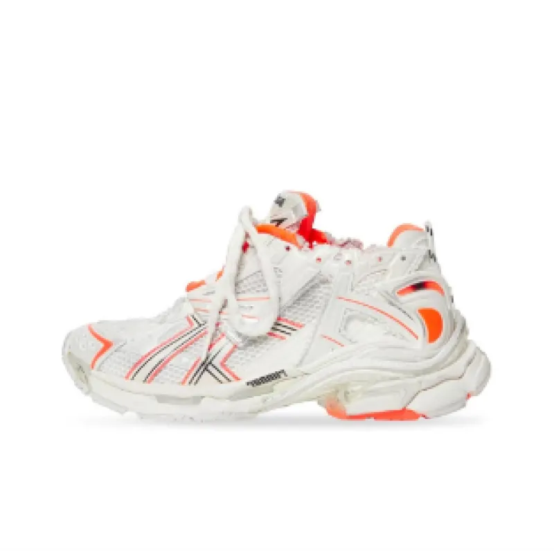 Balenciaga 7th Runner Sneaker Eggshell Neon Orange 677403 W3RBM 9770 