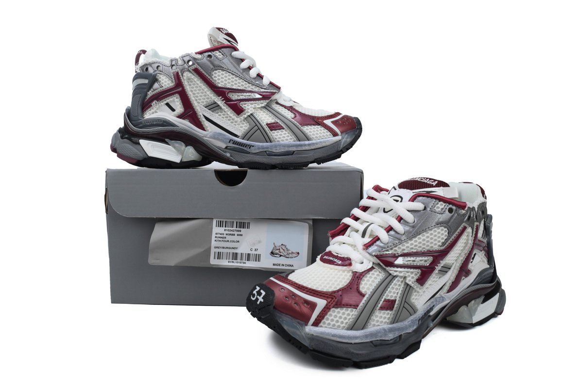 Balenciaga 7th Runner White Wine Red 677403 W3RB3 9069