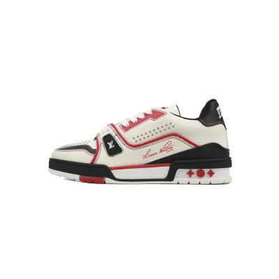 LOUIS VUITTON Trainer Black White Red 01
