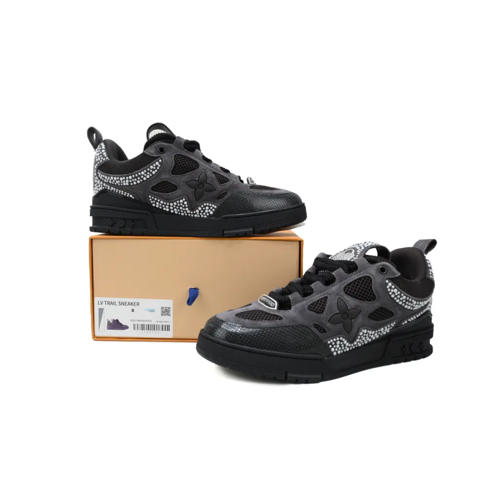 PKGoden LOUIS VUITTON Trainer Skate SK8 Black Grey White Diamond