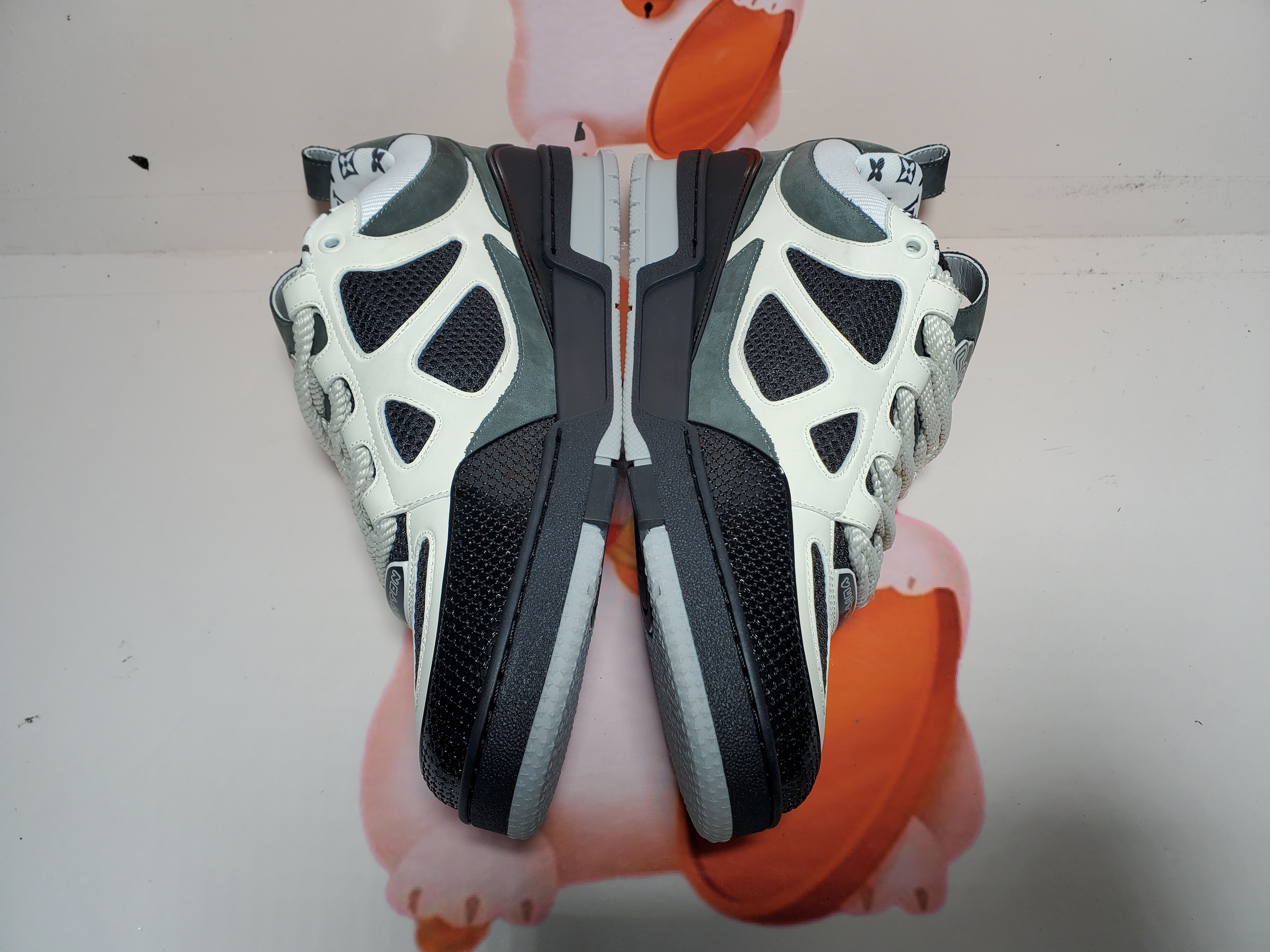 PKGoden Louis Vuitton Leather lace up Fashionable Board Shoes Black Gray 1AC52M