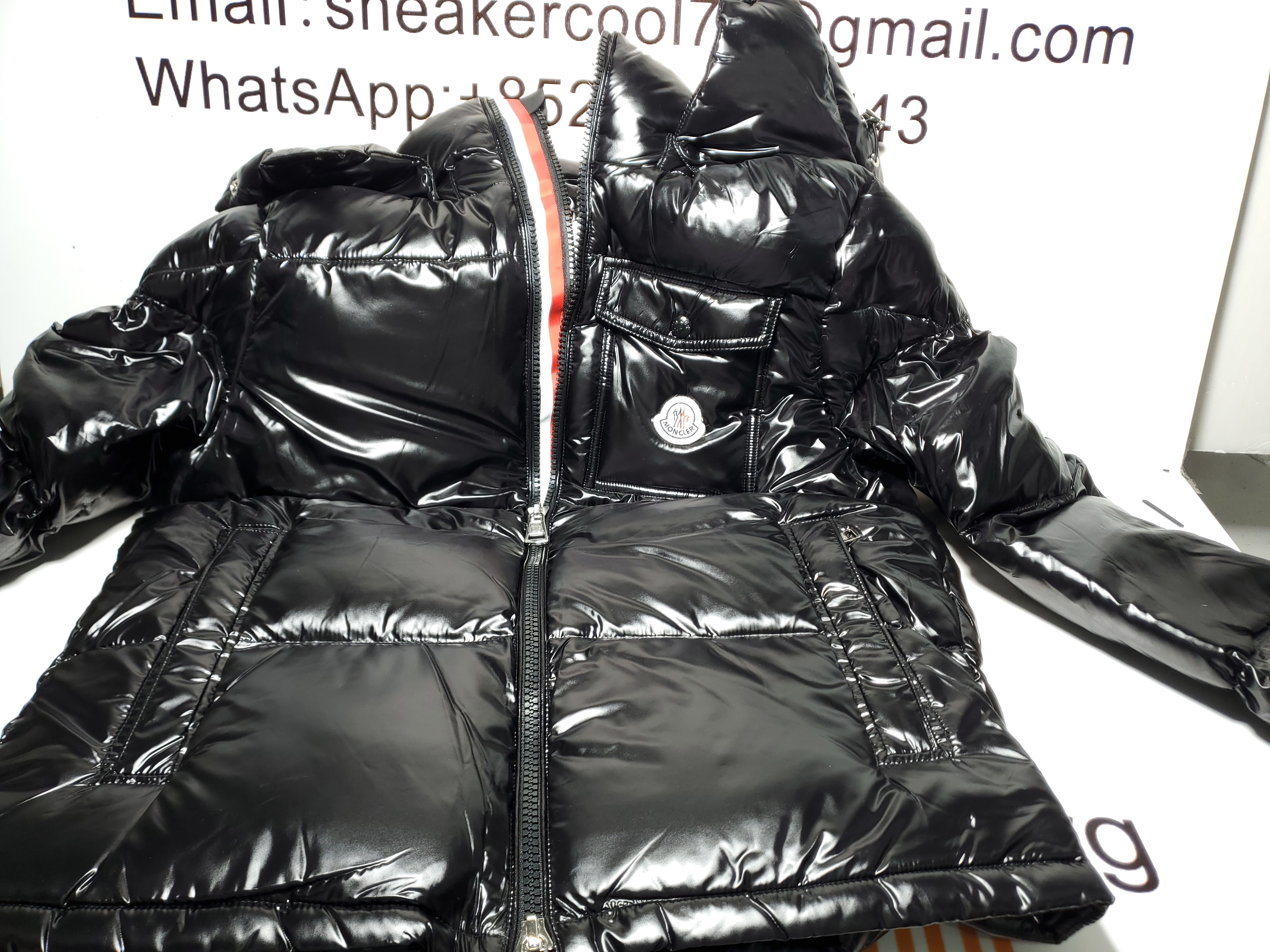 Moncler tricolor ribbon down jacket
