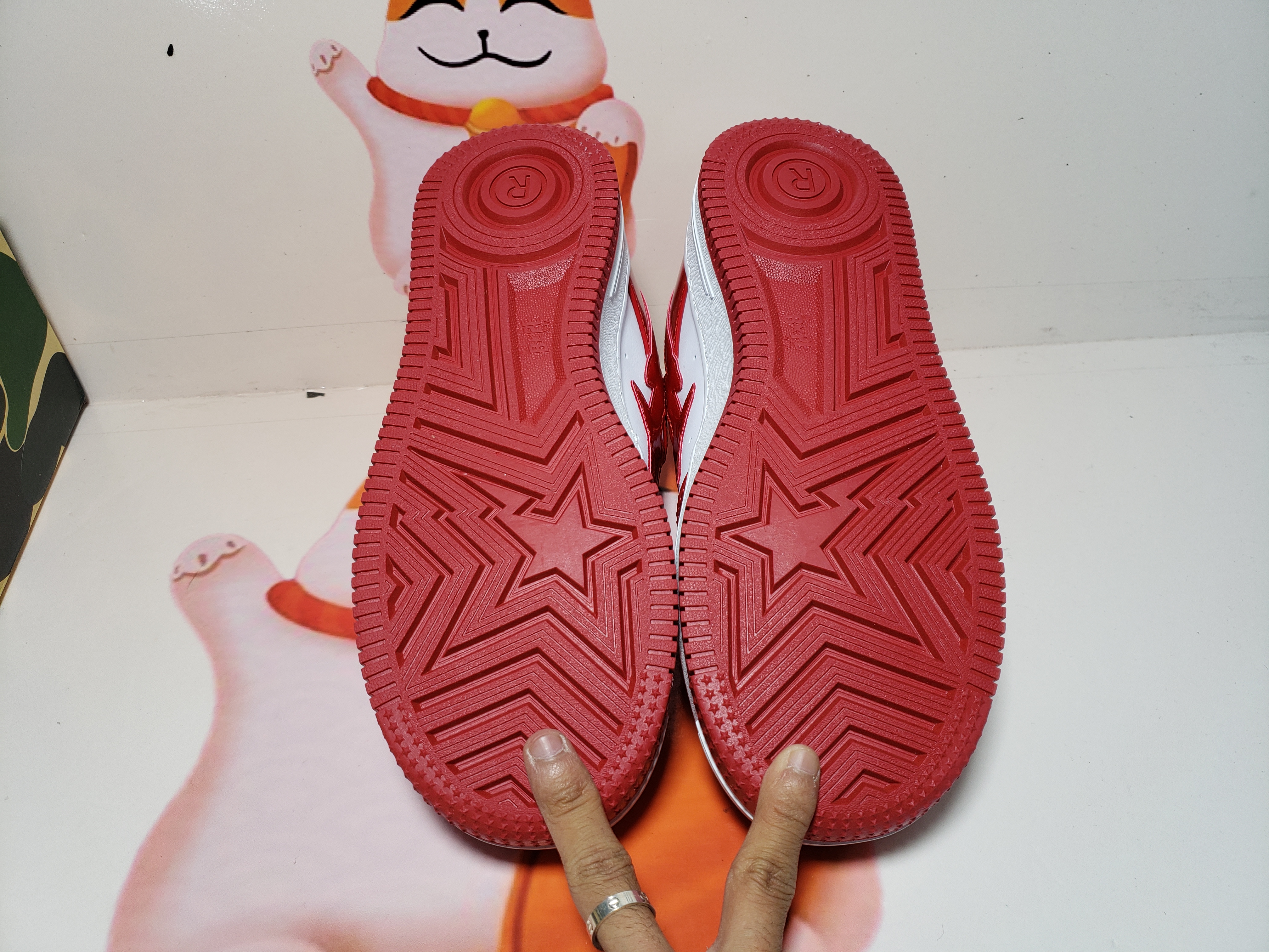 Special Sale A Bathing Ape Bape Sta Low Red And White Mirror Surface 1170 191 022