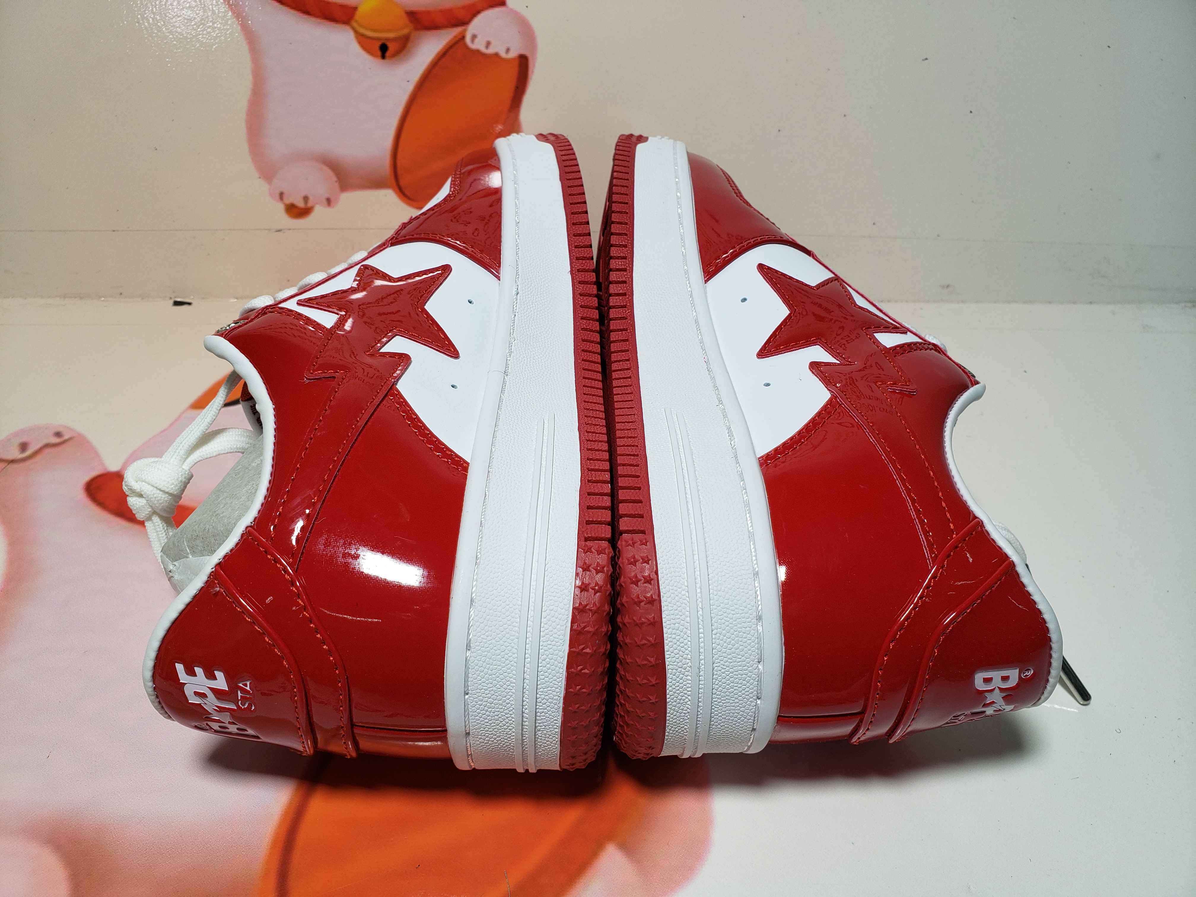 Special Sale A Bathing Ape Bape Sta Low Red And White Mirror Surface 1170 191 022
