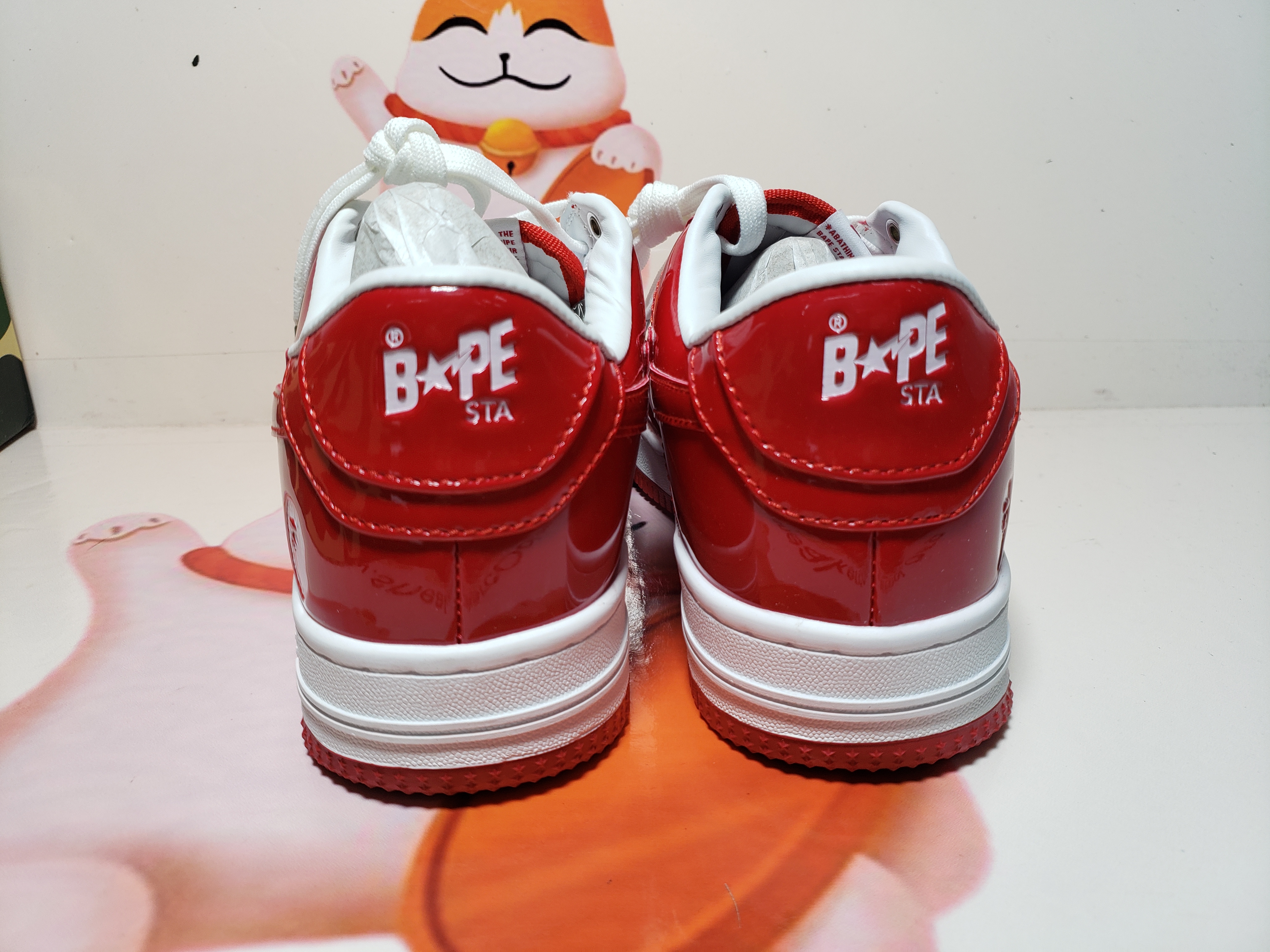 Special Sale A Bathing Ape Bape Sta Low Red And White Mirror Surface 1170 191 022