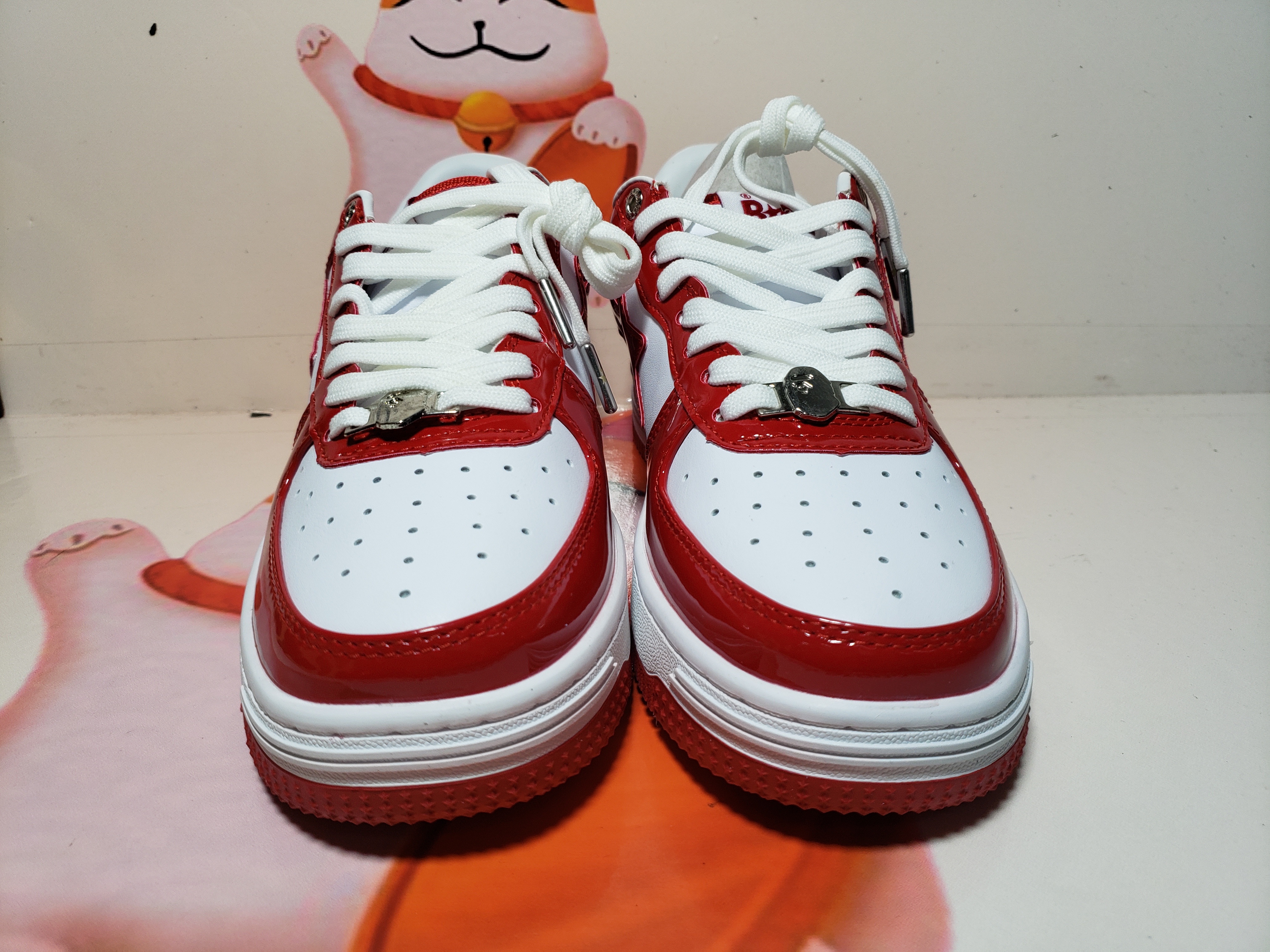 Special Sale A Bathing Ape Bape Sta Low Red And White Mirror Surface 1170 191 022