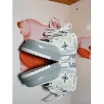 PKGoden Louis Vuitton Leather lace up Fashionable Board Shoes White Gray 1ACQP4 