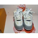 PKGoden Louis Vuitton Leather lace up Fashionable Board Shoes White Gray 1ACQP4 