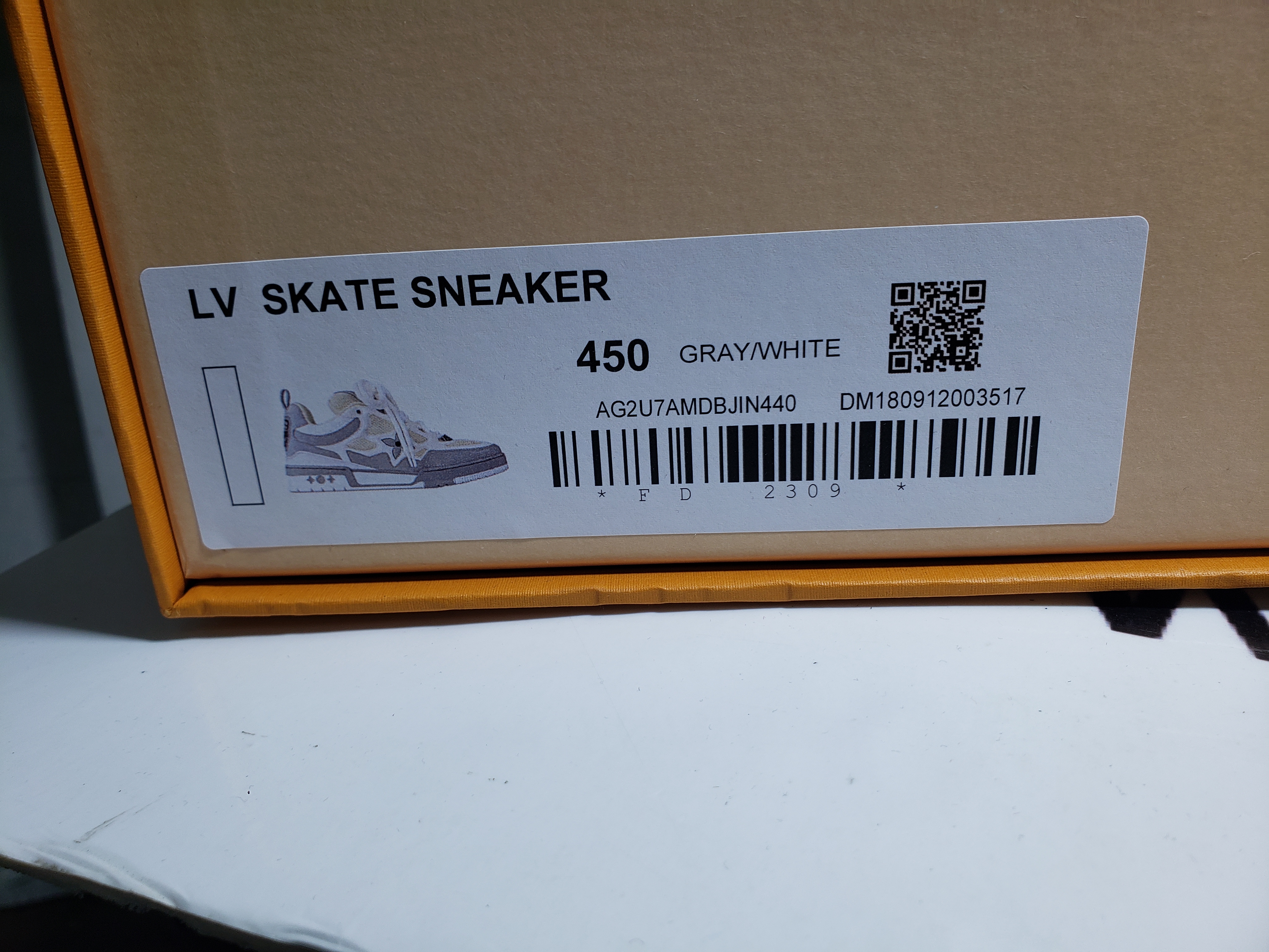 PKGoden Louis Vuitton Leather lace up Fashionable Board Shoes White Gray 1ACQP4 