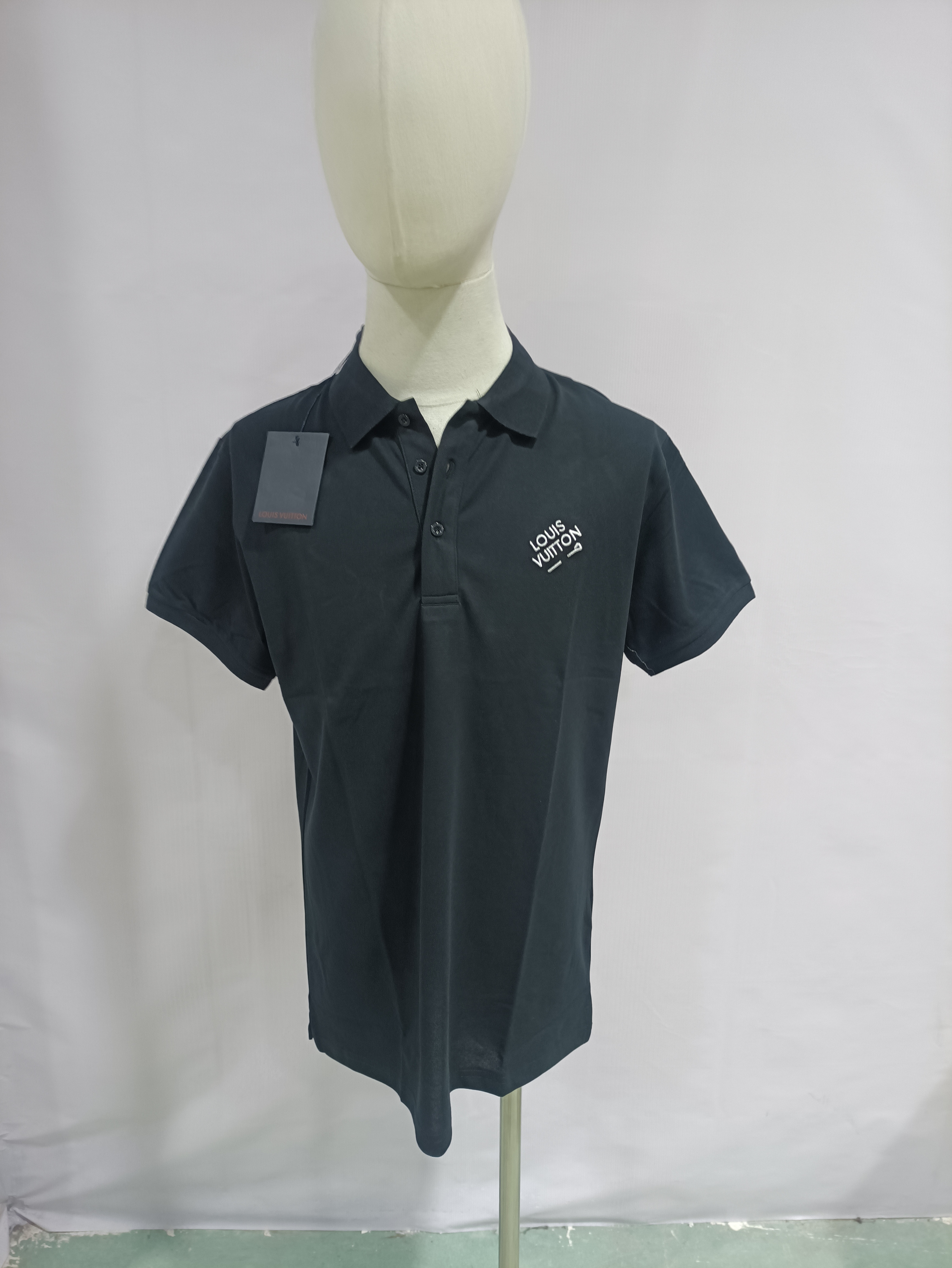 Louis Vuitton signature letter embroidery POLO black