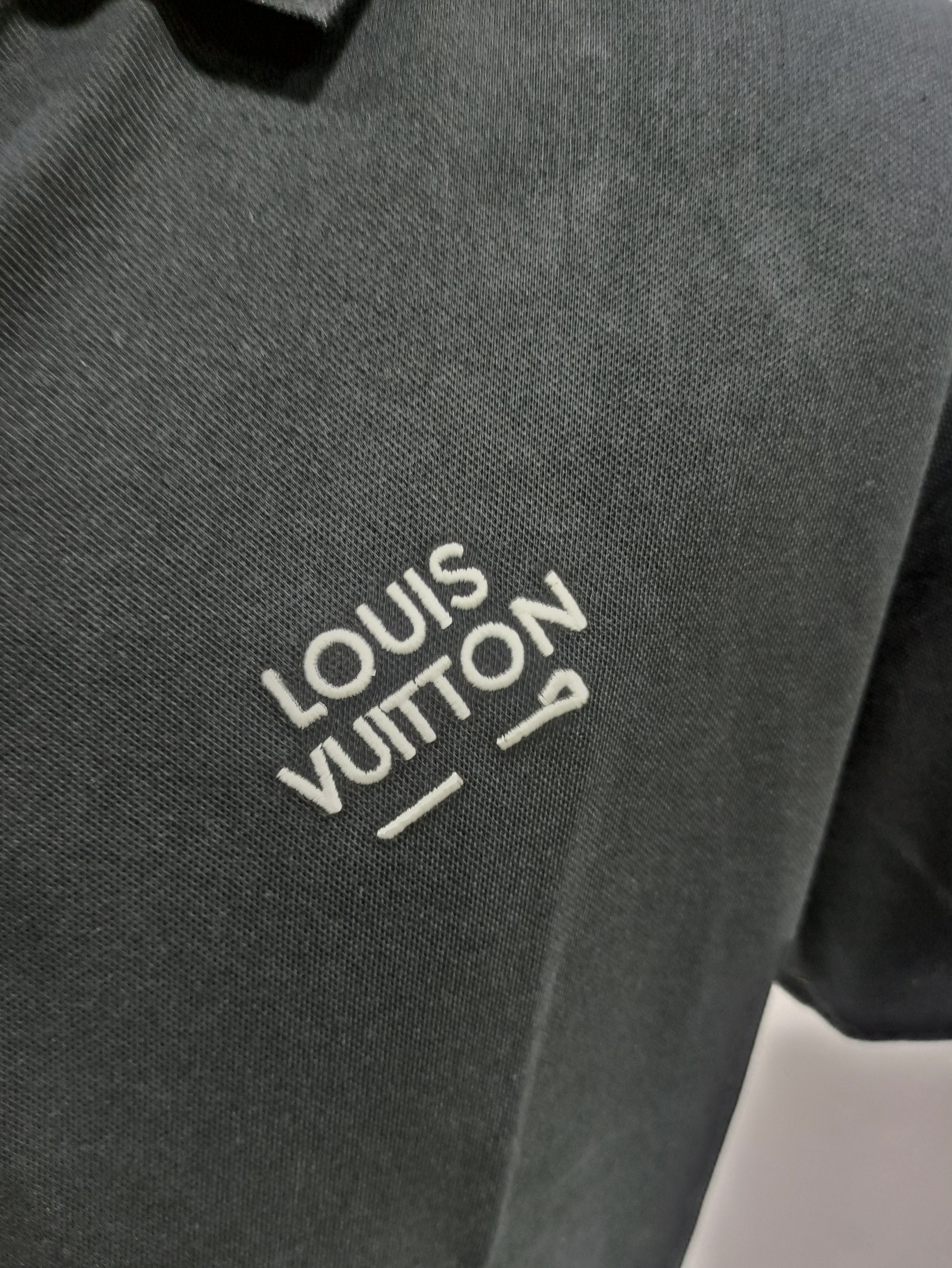 Louis Vuitton signature letter embroidery POLO black