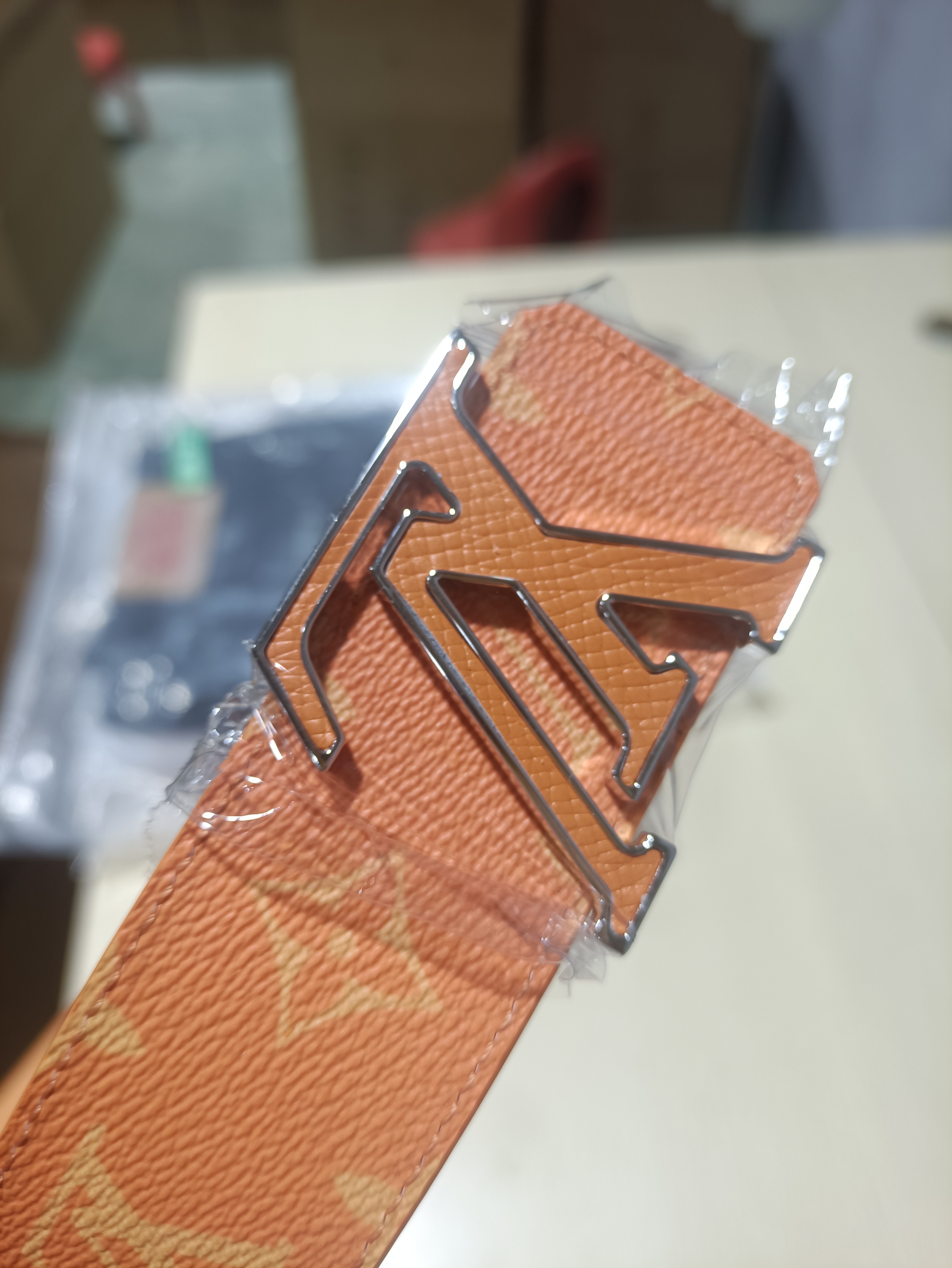 Louis Vuitton 'LV Initiales Monogram Belt Orange