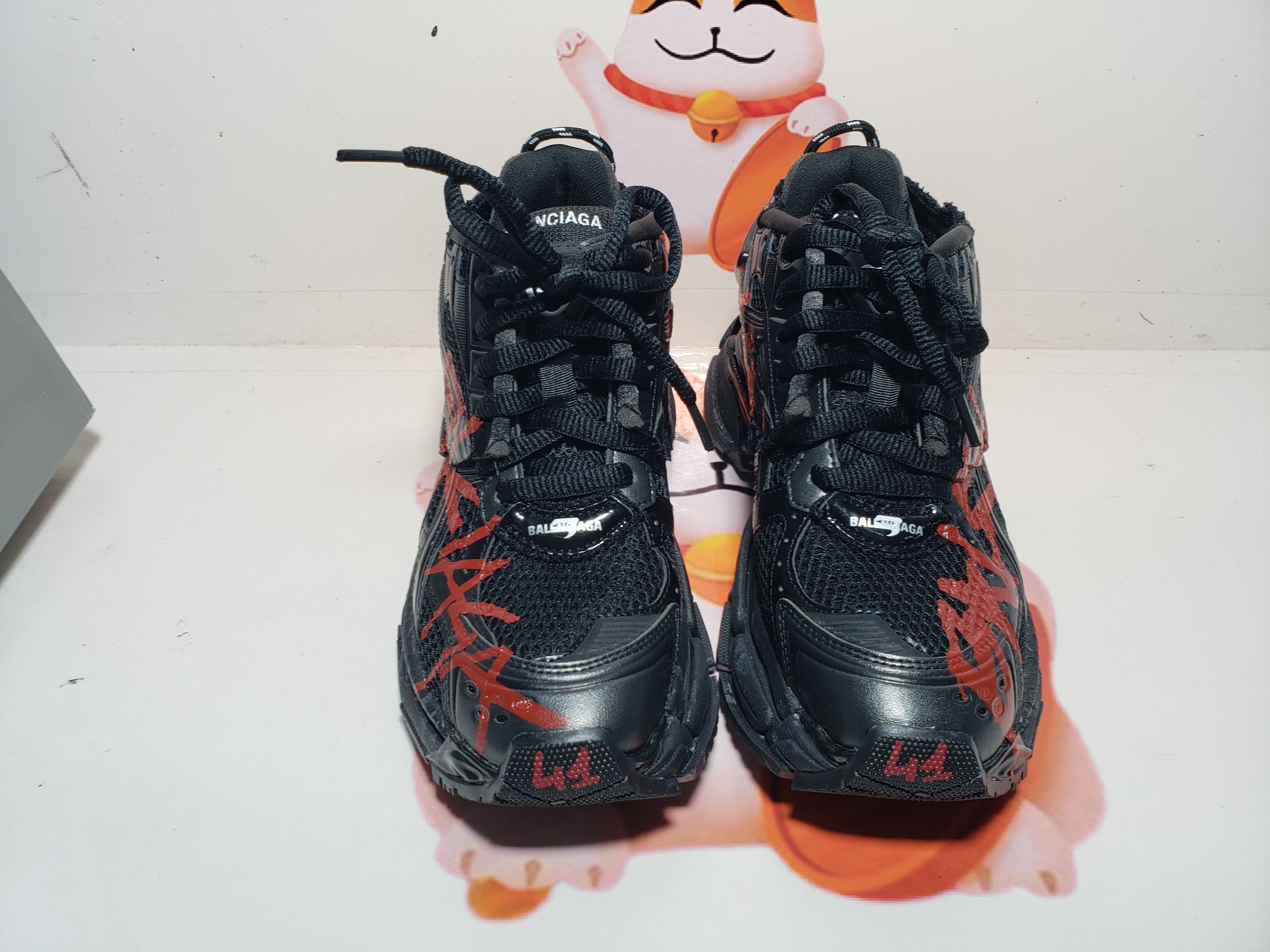 PKGoden Balenciaga Runner Black And Red Characters,677402 W3RB1 0102