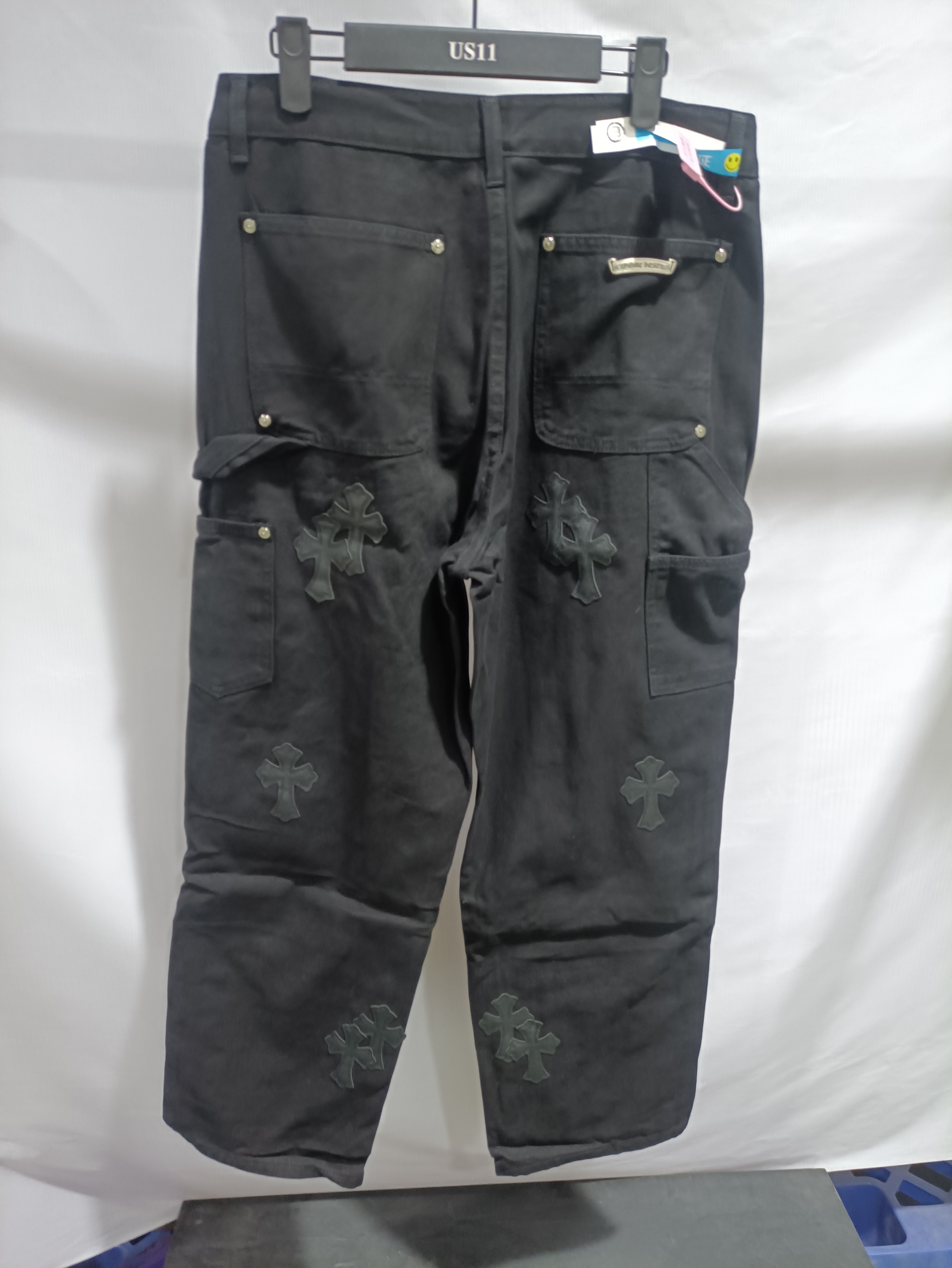 Chrome hearts knee cross leather Jeans