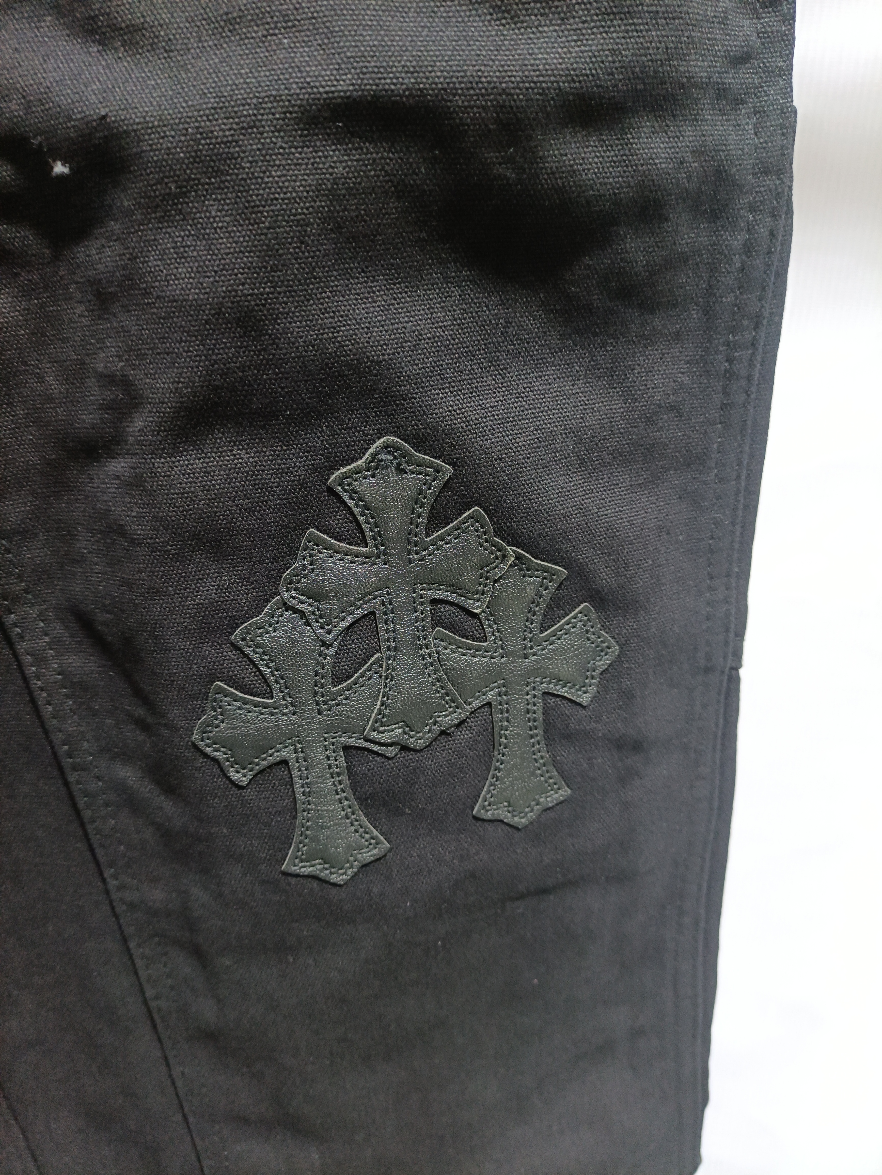 Chrome hearts knee cross leather Jeans