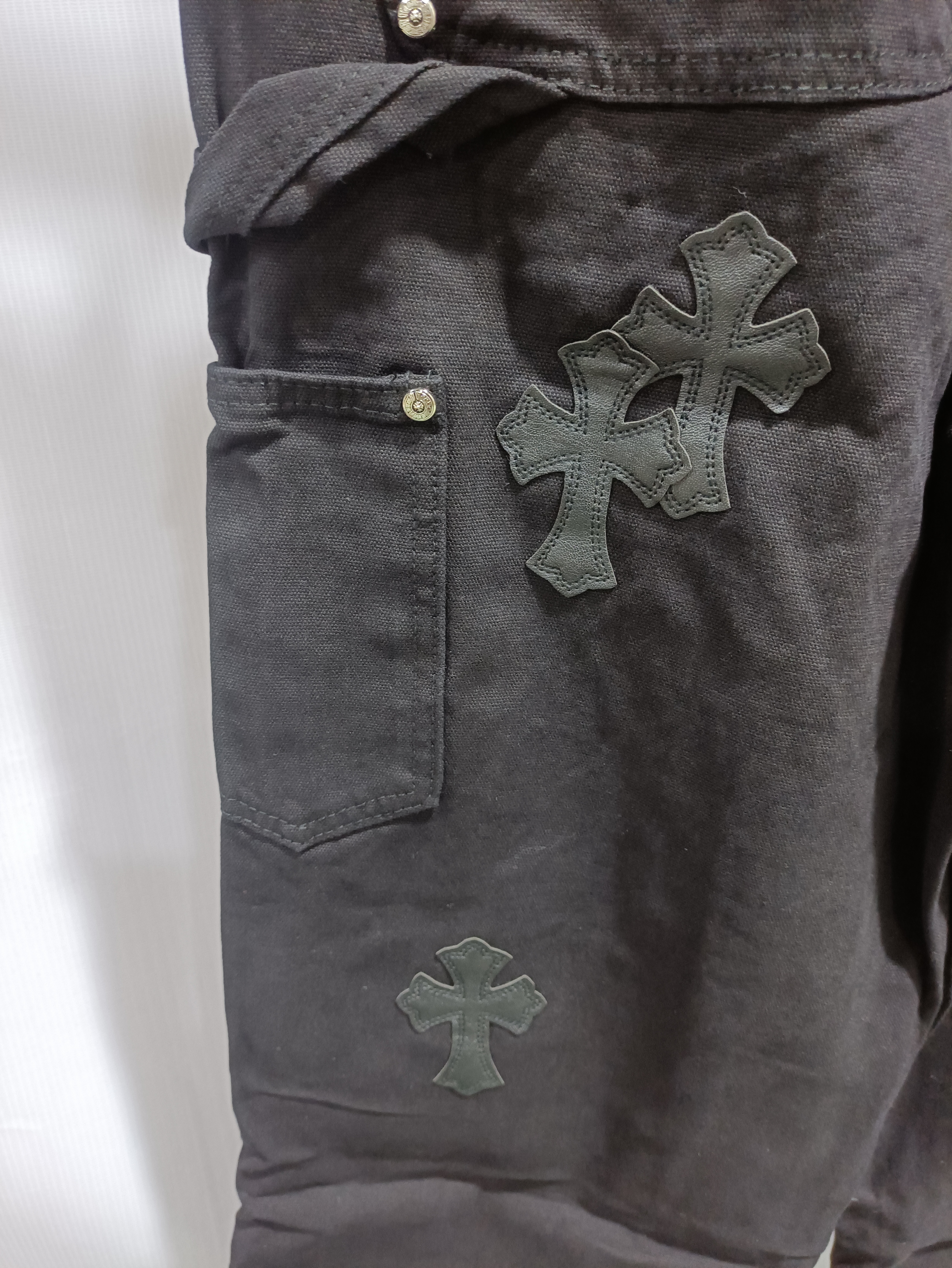 Chrome hearts knee cross leather Jeans