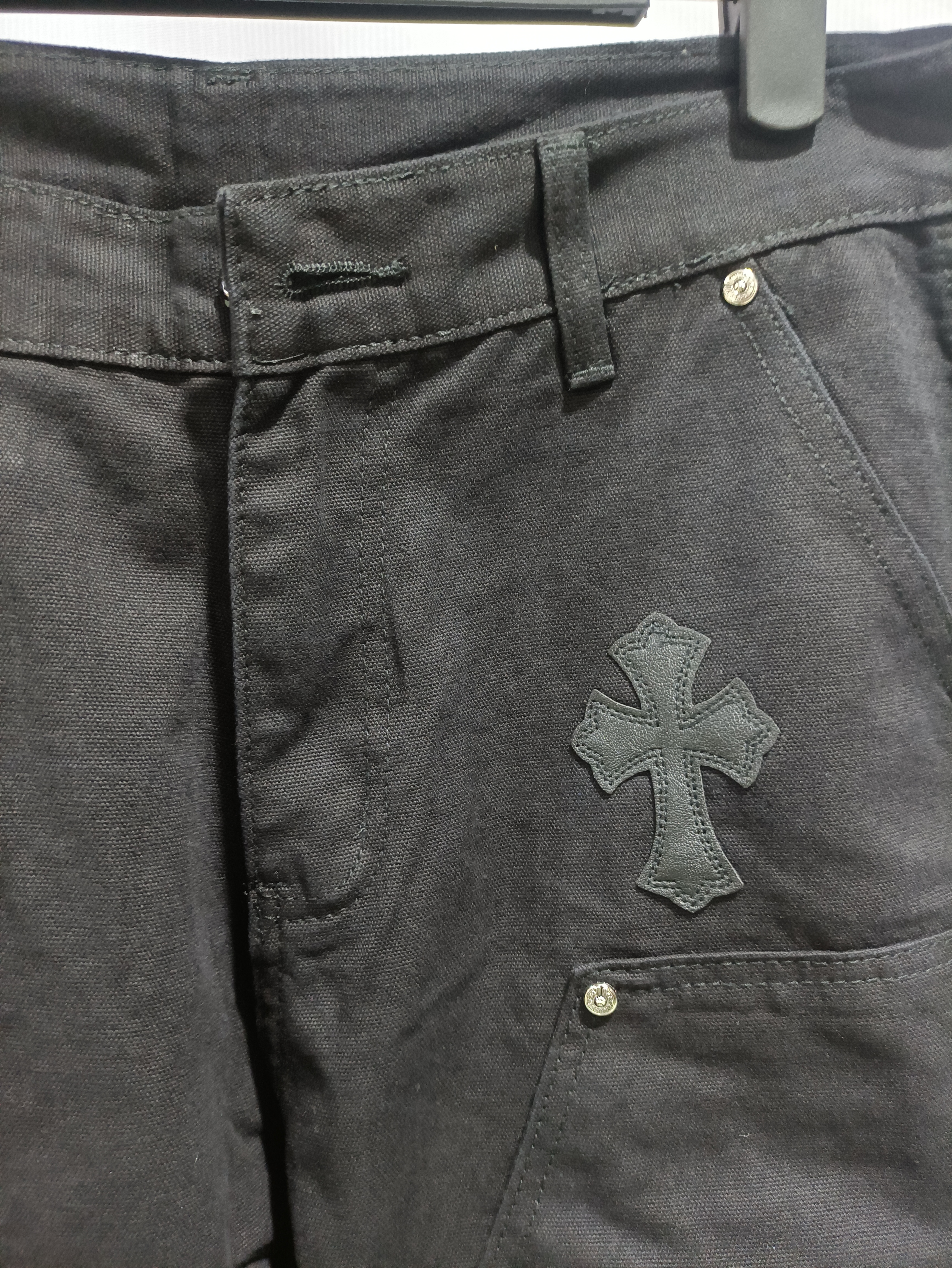 Chrome hearts knee cross leather Jeans