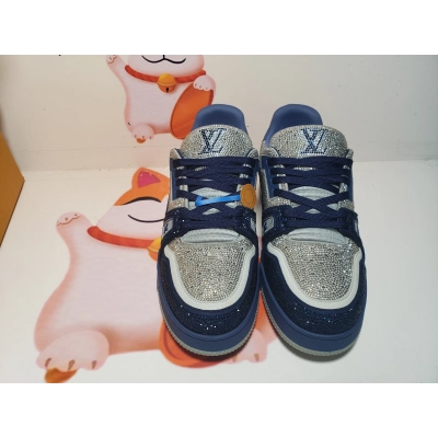 LOUIS VUITTON Trainer White Blue diamond 02