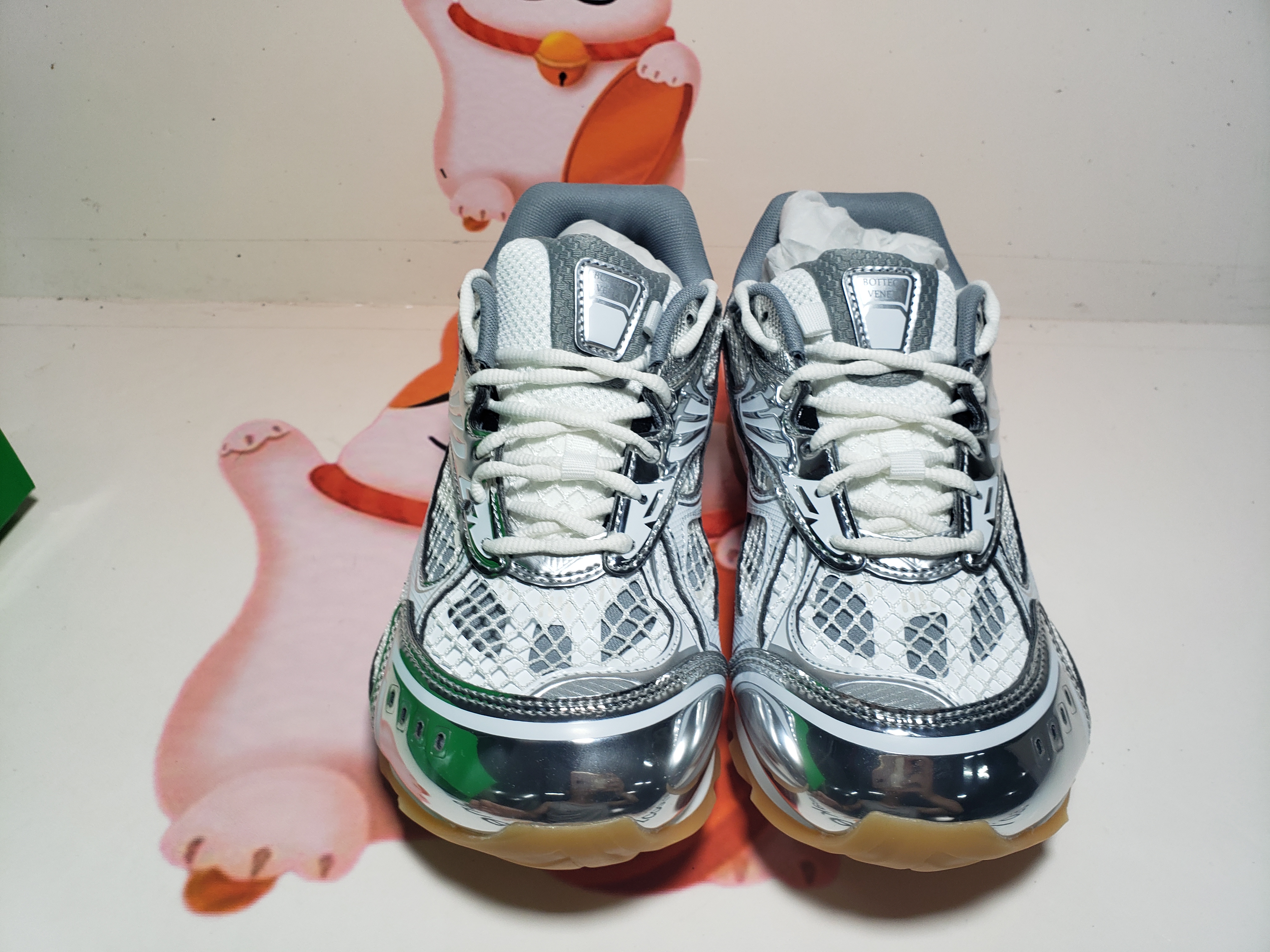 PKGoden Bottega Veneta Orbit low cut casual running shoes Silver