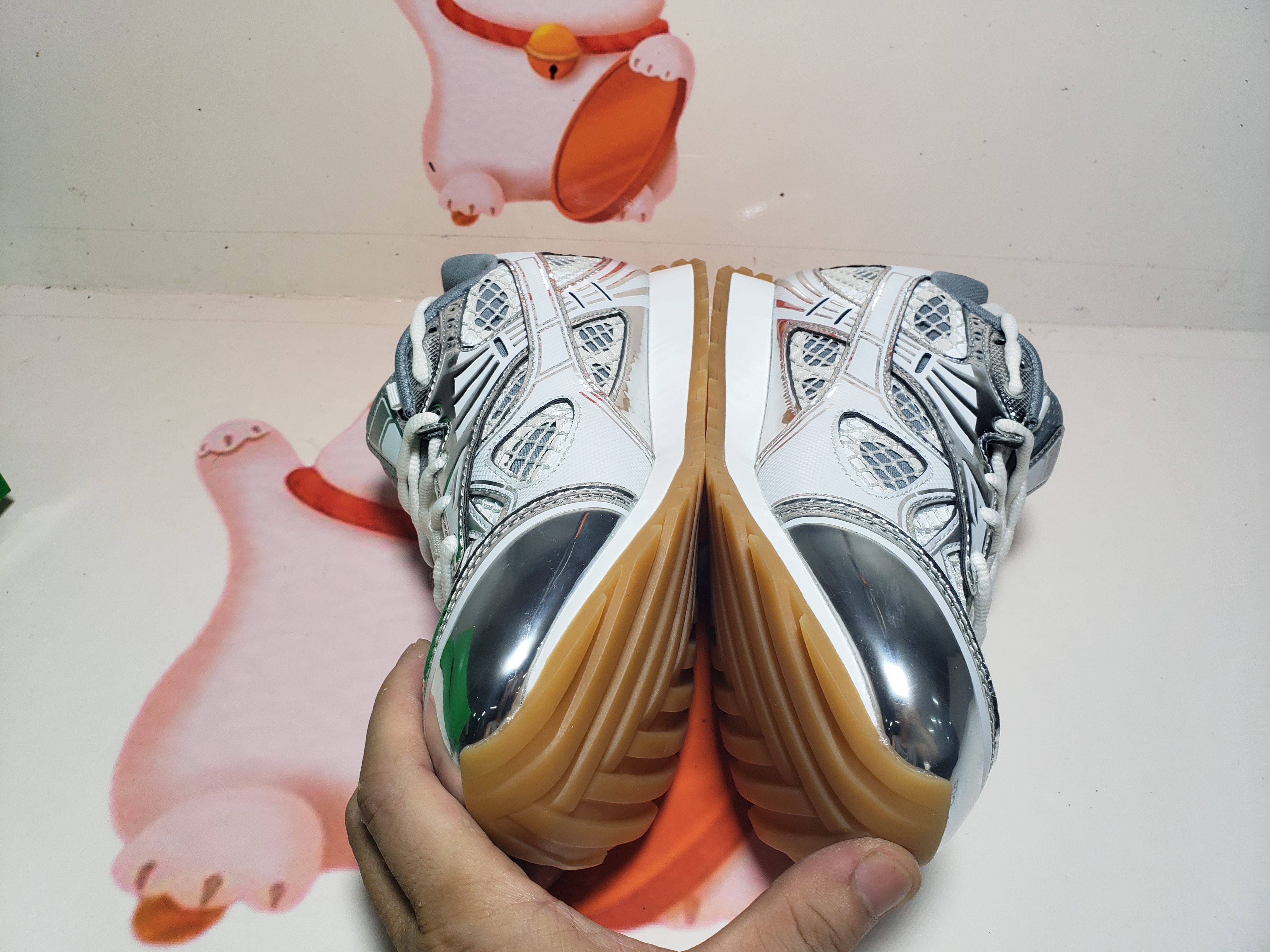 PKGoden Bottega Veneta Orbit low cut casual running shoes Silver