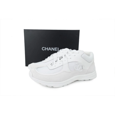 PKGoden Chanel CC Logo Sneaker White Suede 02