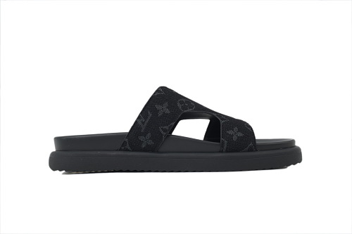 LOUIS VUITTON Oasis Mule Shoes Slide Black Denim Fabri