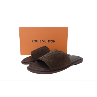 LOUIS VUITTON Portofino Slide Shoes Coffee 01