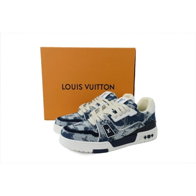Louis Vuitton Top-tier chips Sneakers Blue Denim Fabric 02