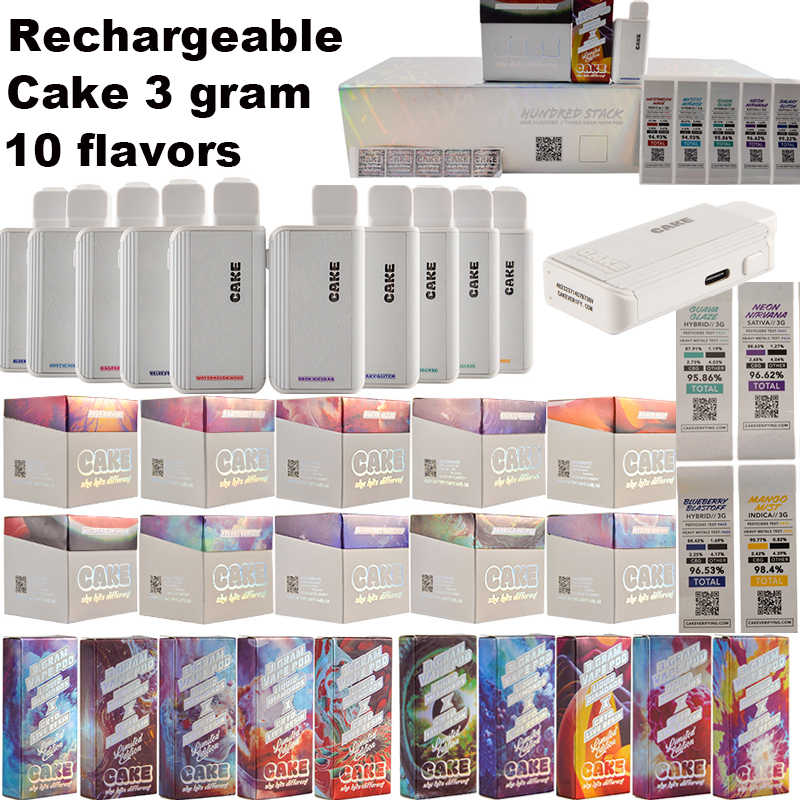 newest 3grams cake she hits differentdisposable vape pens rechargeable cake disposable vape Hot selling cake delta 8 disposable vape with scannable stickers