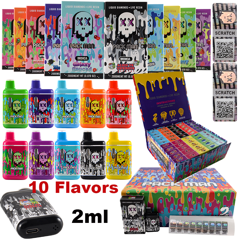 wholesale live resin Packman Disposable Vape full 2gram extracts packman dvape pen rechargeable 320mah device pods