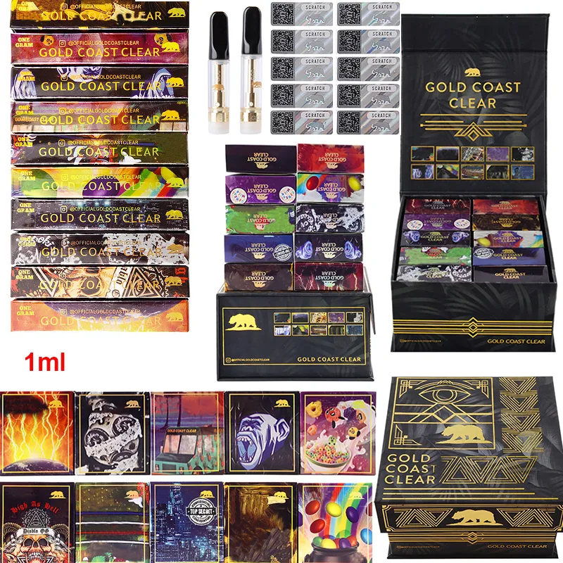 GCC gold coast clear empty 1ml vape carts 10strains glass tank 510 thread Black Summer Edition pack