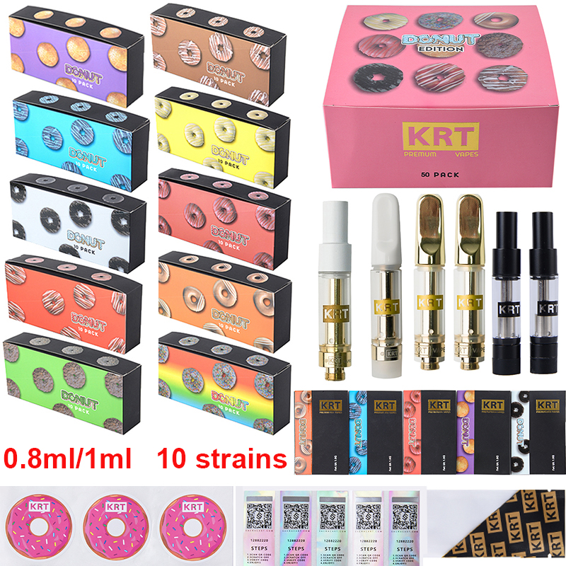 KRT dount edition pack Vape Carts Wholesale 510 thread KRT carts white black empty 1ml