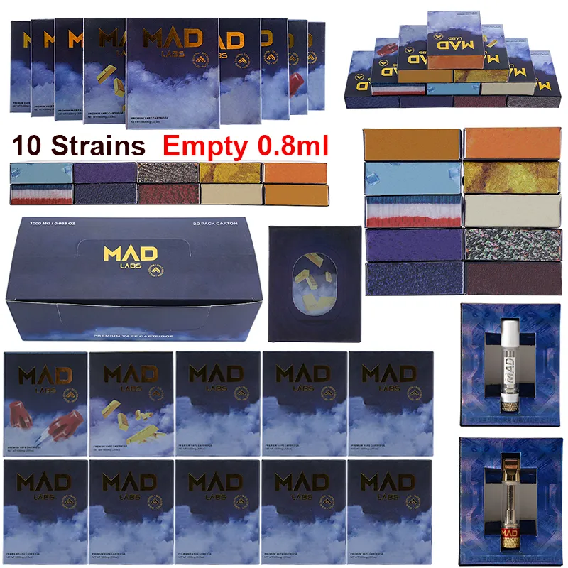 Mad Labs Cartrdiges Wholesale mad labs carts empty 0.8ml 10 strains mad labs carts