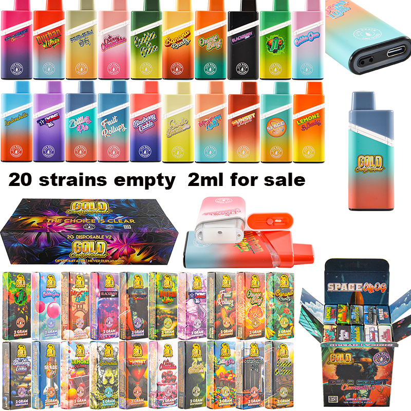 USA STOCK Gold coast clear empty 2grams disposable vape pens
