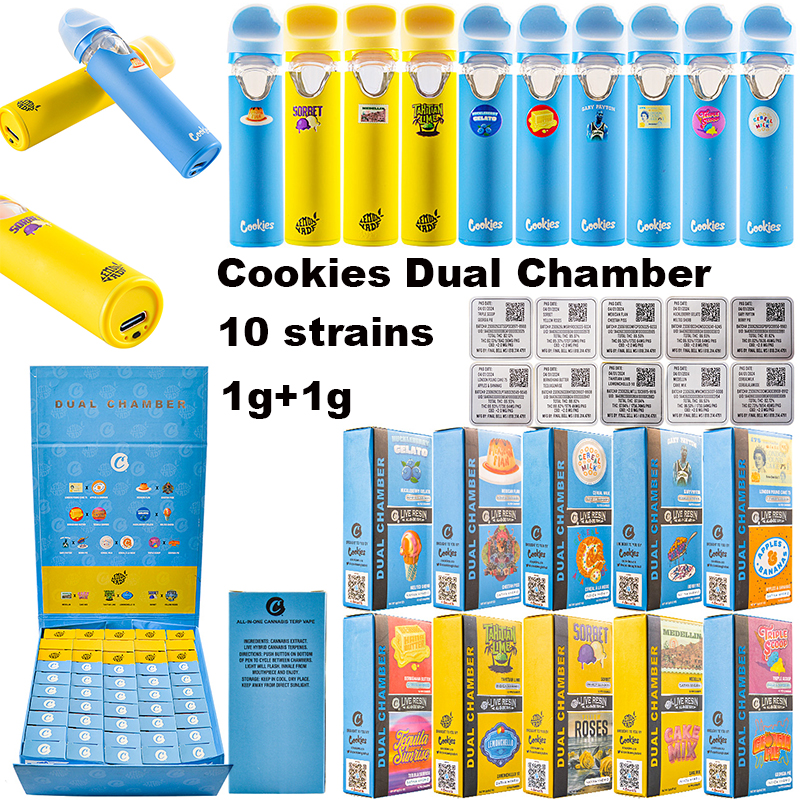 Wholesale cookies dual chamber disposable vape pen 1g+1g