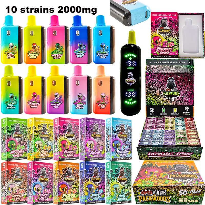 newest gas house x packwoods 2ml disposable vape pens liquid diamonds live resin for sale 10 strains thca empty device pods