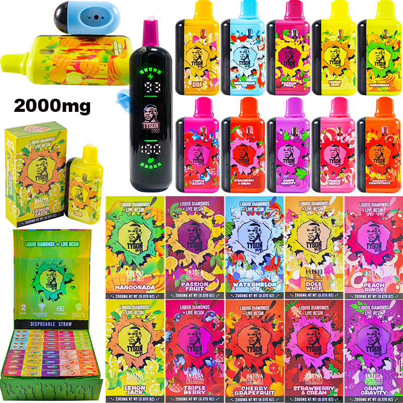 USA STOCK premium Tyson 2.0 THC disposable vapes with whole LED screen empty 2g 2ml 2gram 2000mg