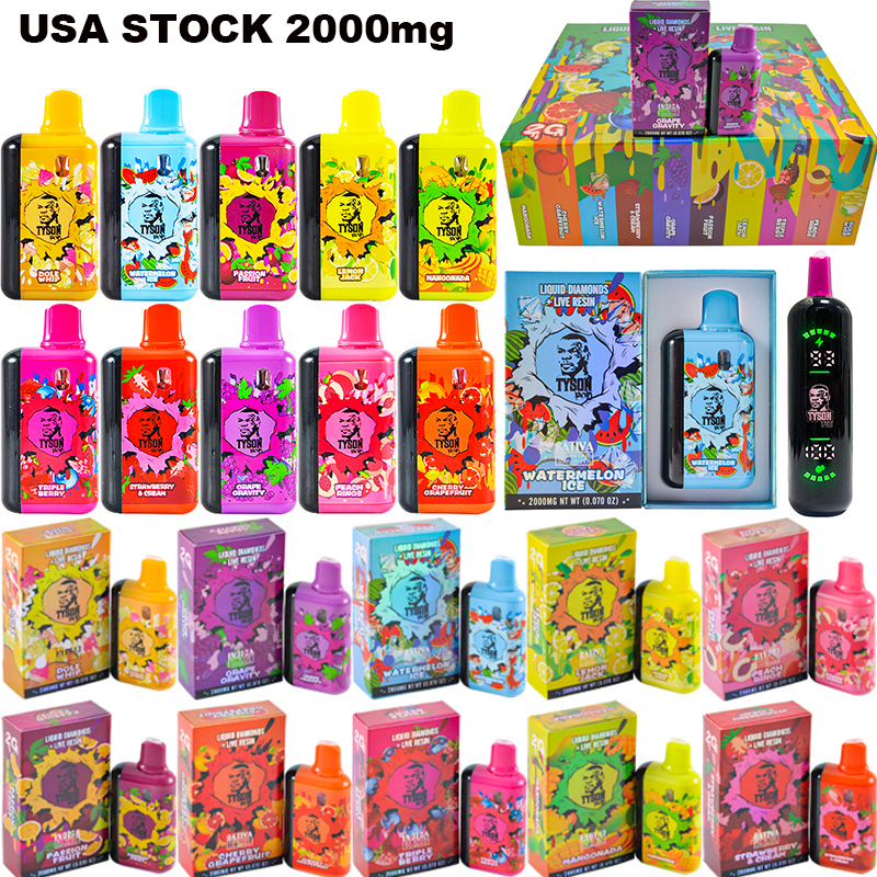 USA warehouse tyson 2 empty 2gram disposable vape pen rechargeable 10 strains live rsin in stock