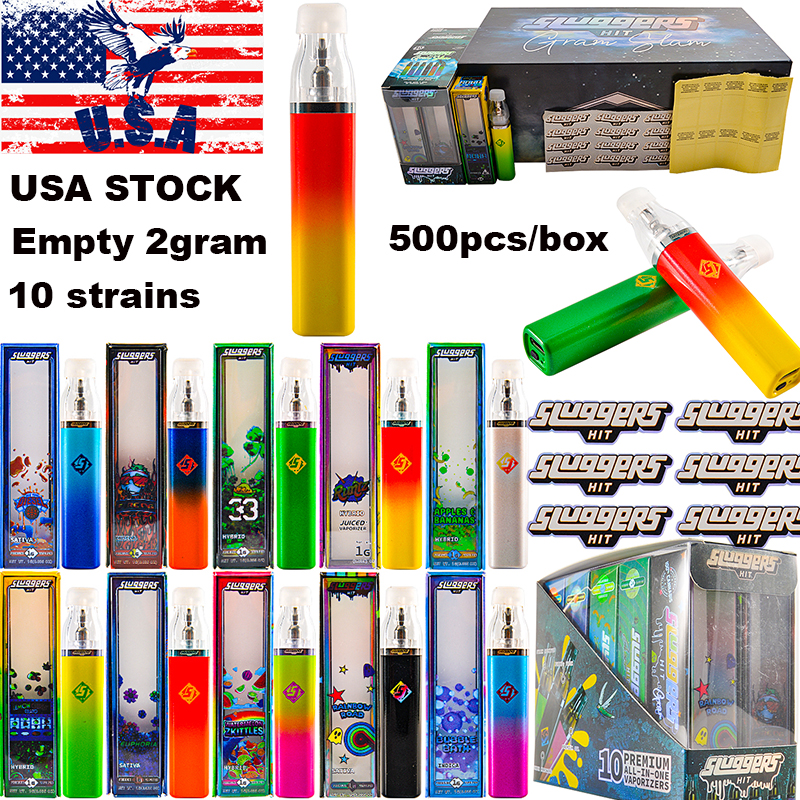 USA warehouse sluggers hit disposable 2g 2ml 2gram 2000mg empty vape pen rechargeable live resiin liquid diamonds in stock