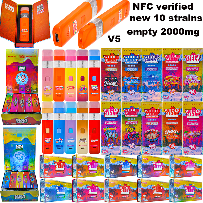 newest empty whole melt 2g v5 disposable vape pens empty 2ml 2gram 2000mg rechargeable 