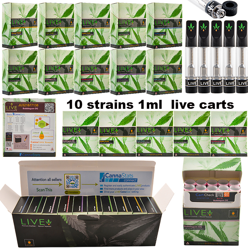 USA STOCK wholesale Premium Distillate D9-THC Live carts empty 1ml 1g 1gram 1000mg vape cartridges 