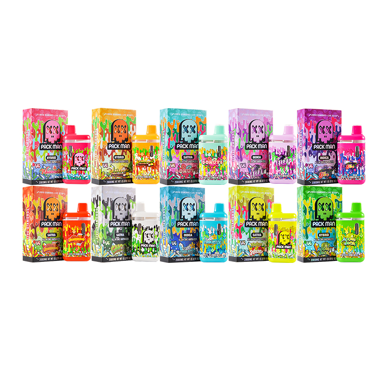USA STOCK empty 2g Pack man V4  thc vapes with digital screen new 10 strains