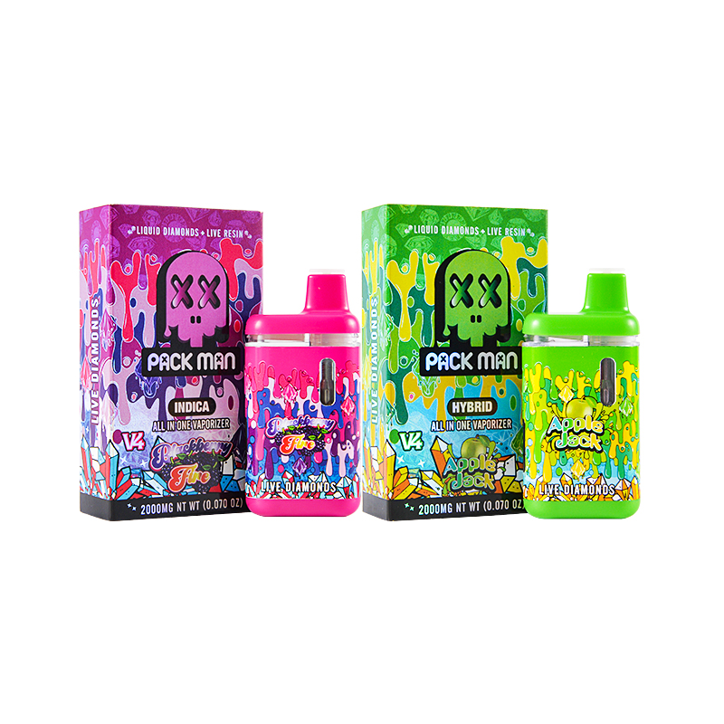 USA STOCK empty 2g Pack man V4  thc vapes with digital screen new 10 strains