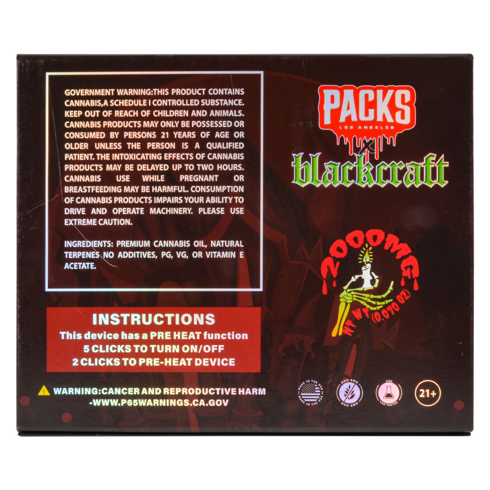 USA warehouse Empty 2ml live resin Packwoods X Blackcraft disposables for THCA