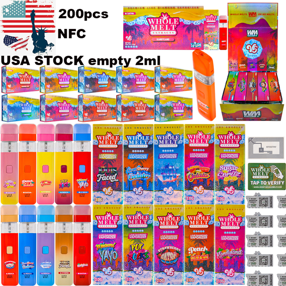 USA WAREHOUSE 2025 empty whole melts disposable v5 empty 2ml 2g 2gram with NFC verified stickers