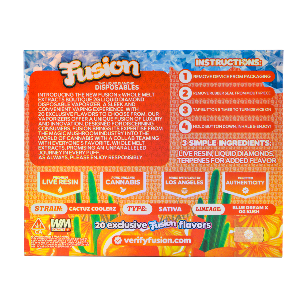 USA Stock Whole Melt x Fusion 2G Diamonds Disposable Vape Pen